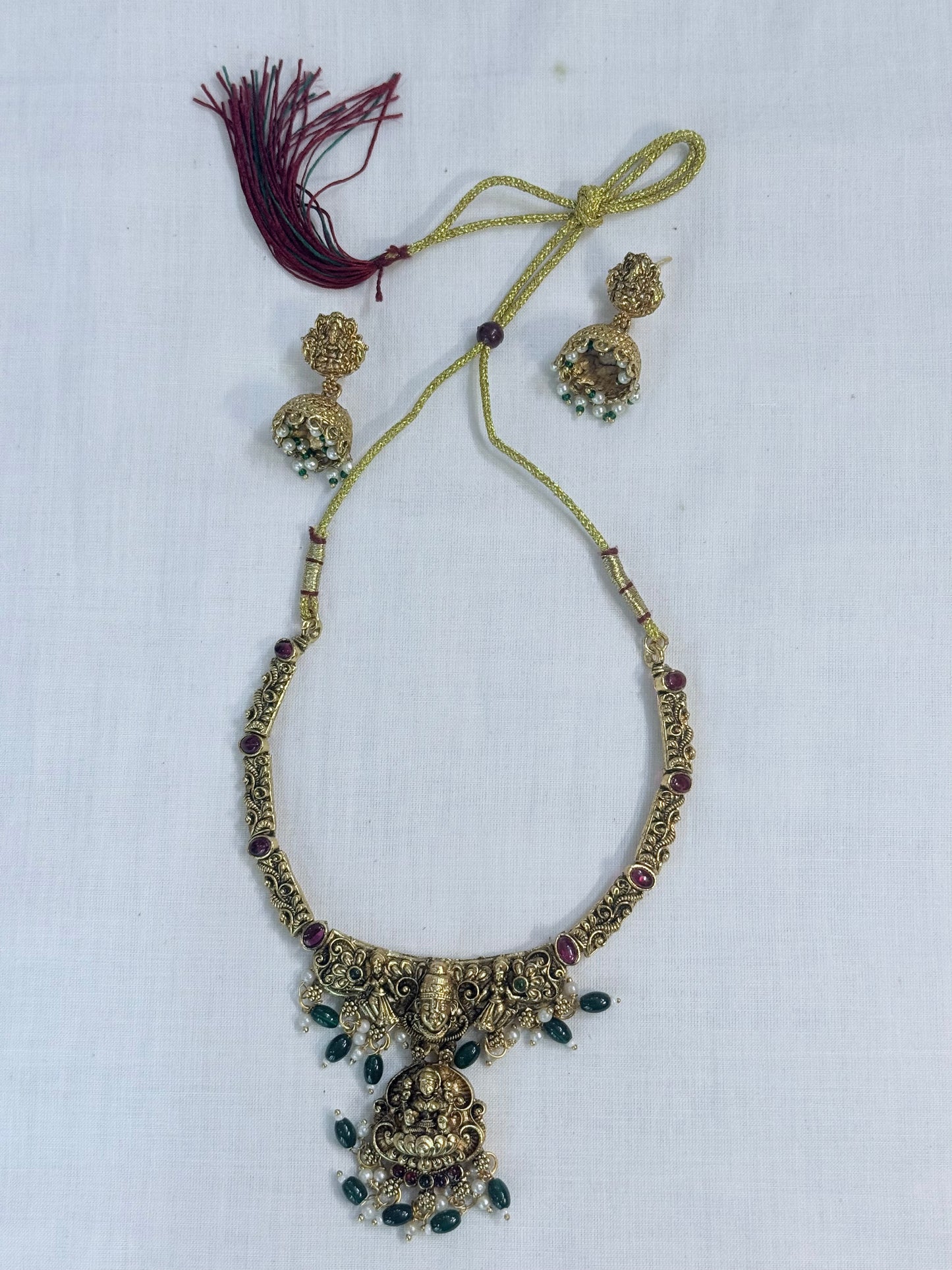 Pendant Necklace Set with Jhumkas