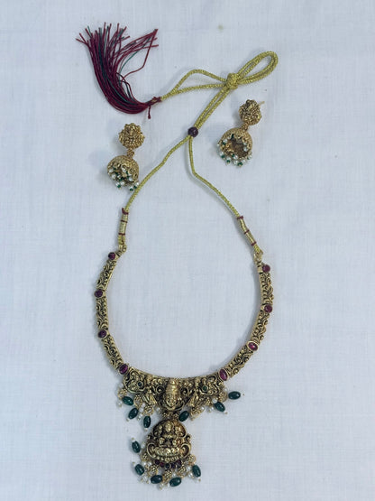 Pendant Necklace Set with Jhumkas