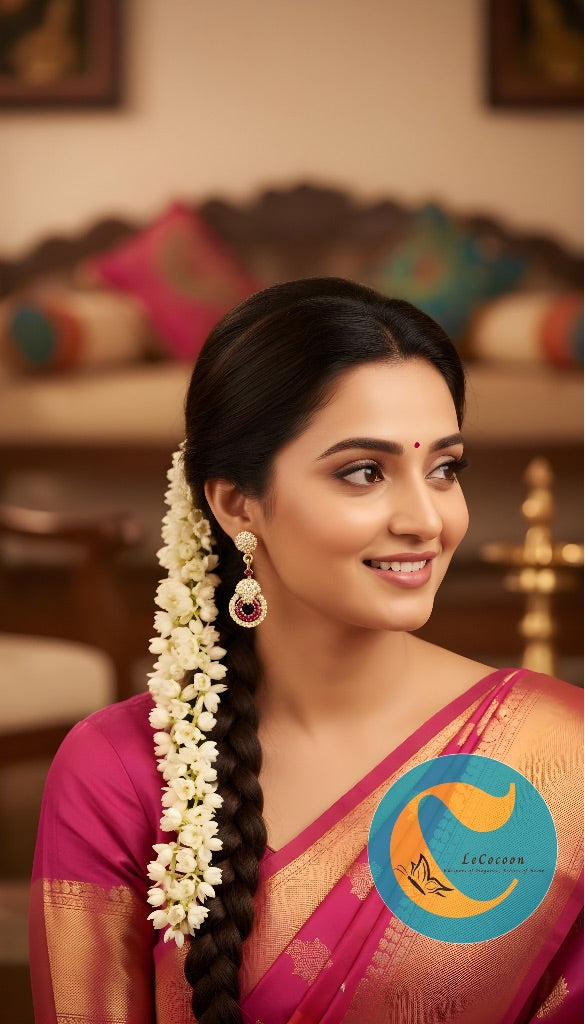 Rosette Gleam Pink American Diamond Dangler Earrings