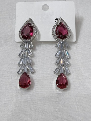 Rosé Luxe American Diamond Long Drop Earrings