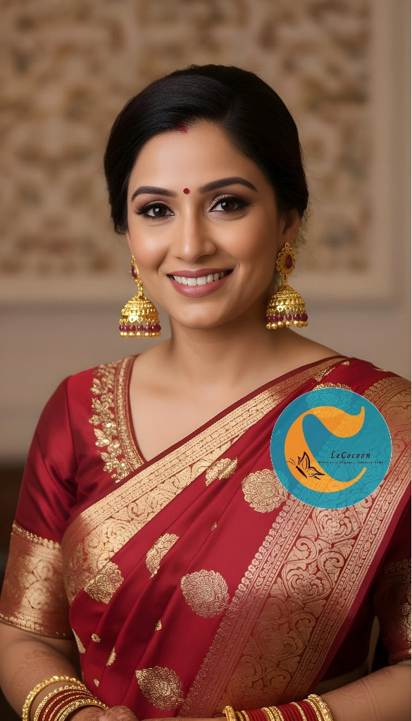 Regal Ruby Beaded Jhumka Earrings