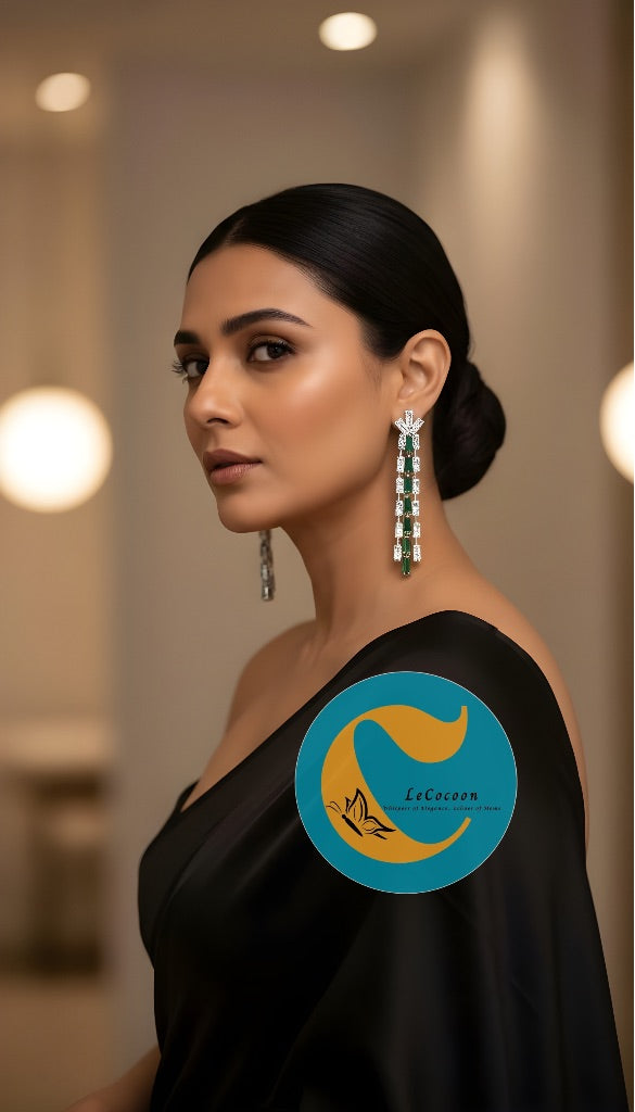 Emerald Symphony Linear Drop Earrings