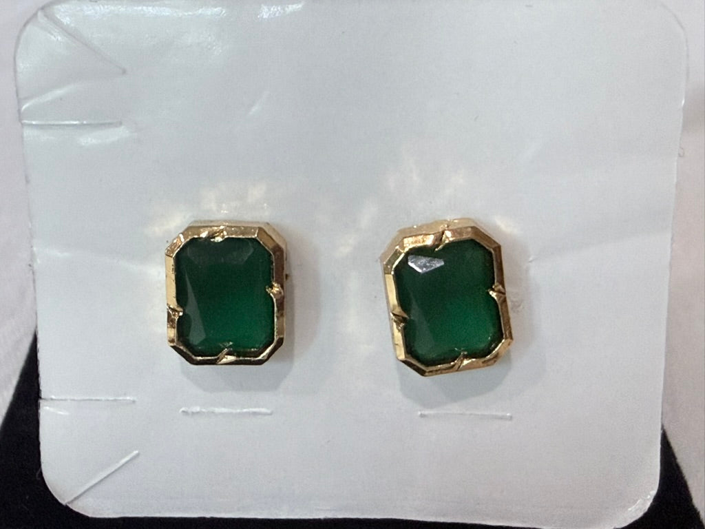 Emerald Glow American Diamond Stud Earrings