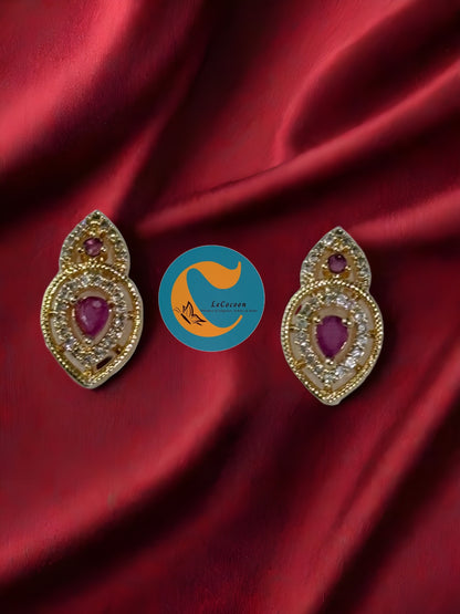 Ruby Royale American Diamond Stud Earrings