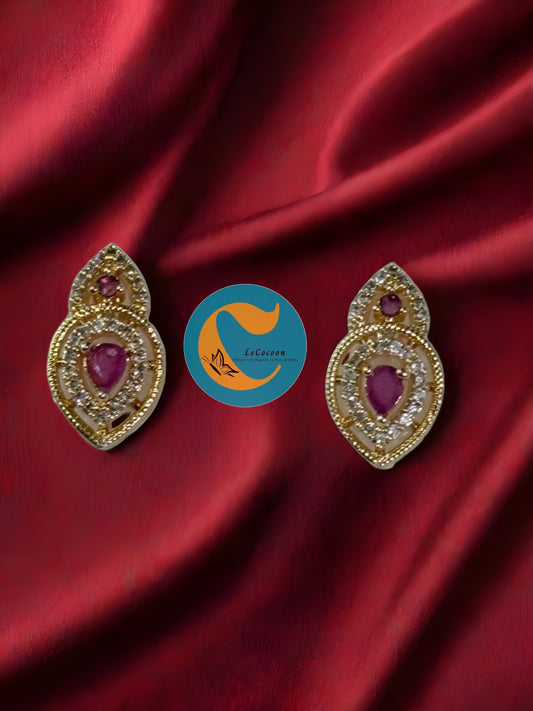 Ruby Royale American Diamond Stud Earrings