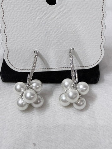 Pearl Cluster Elegance Drop Earrings