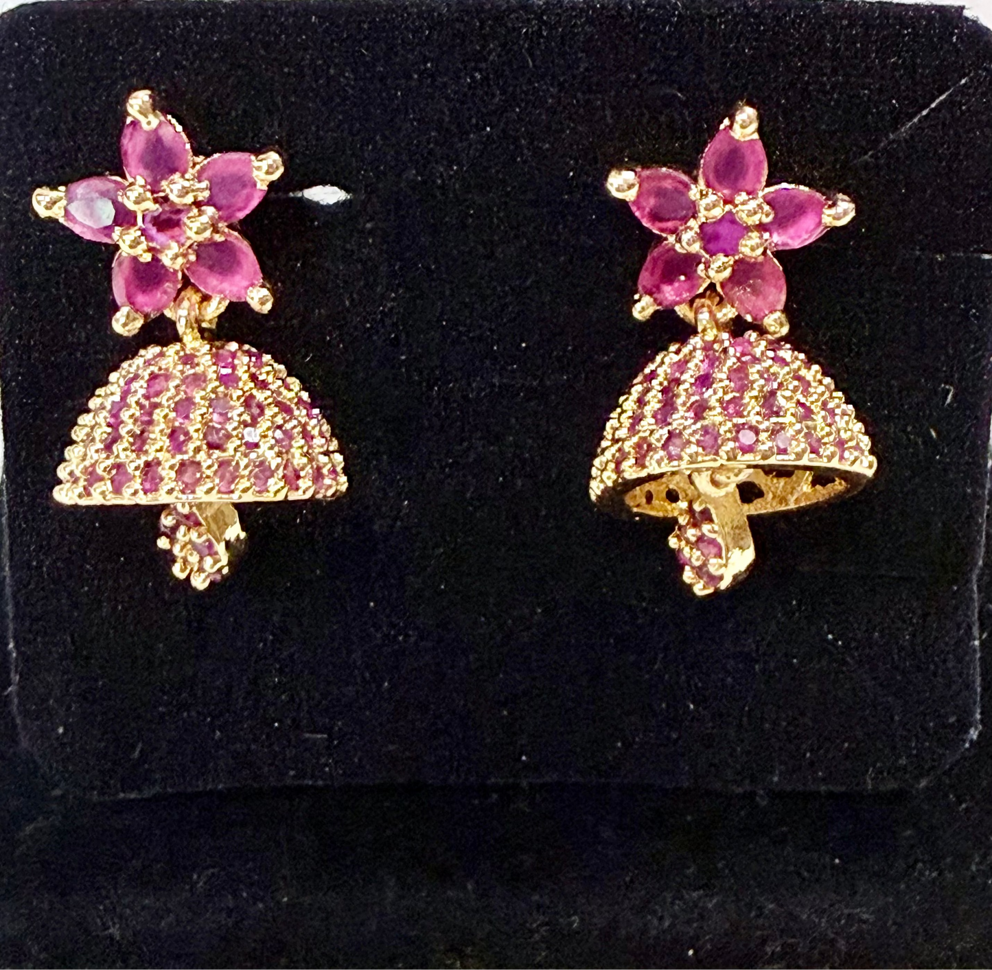 Blossom Charm American Diamond Floral Jhumka Earrings
