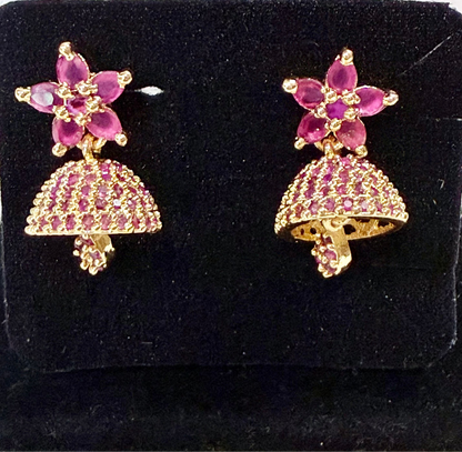 Blossom Charm American Diamond Floral Jhumka Earrings