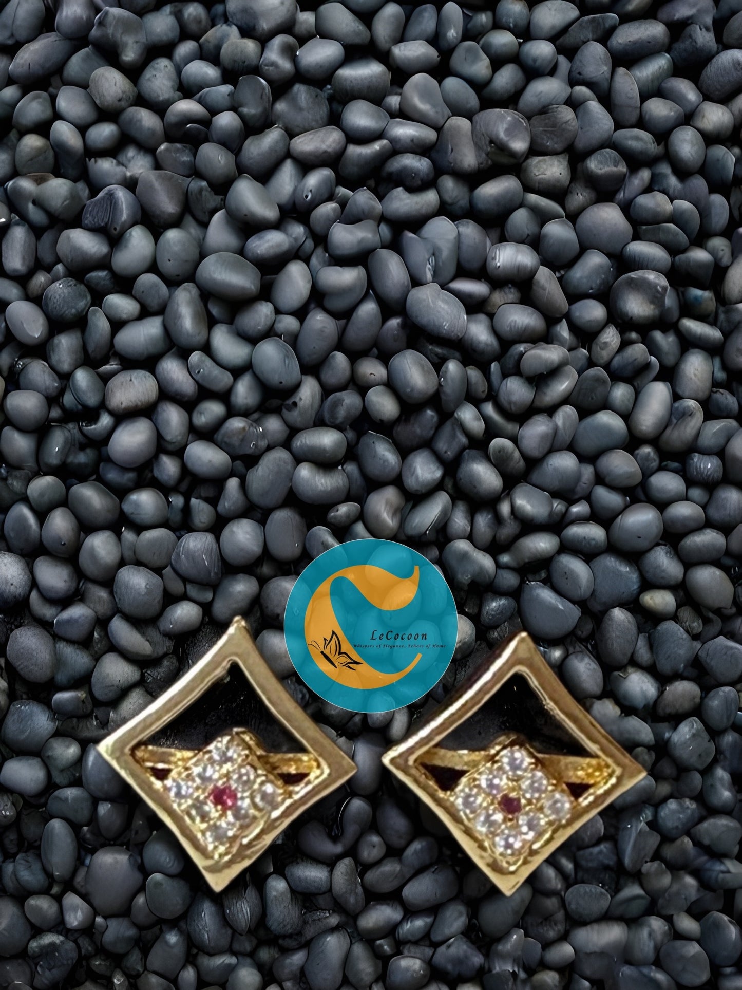 Crimson Glint American Diamond Stud Earrings