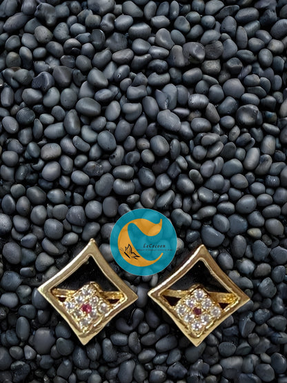 Crimson Glint American Diamond Stud Earrings