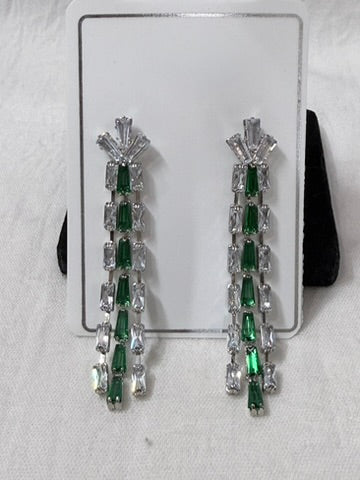 Emerald Symphony Linear Drop Earrings