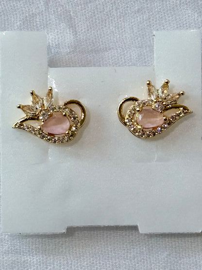 Blush Petal American Diamond Stud Earrings