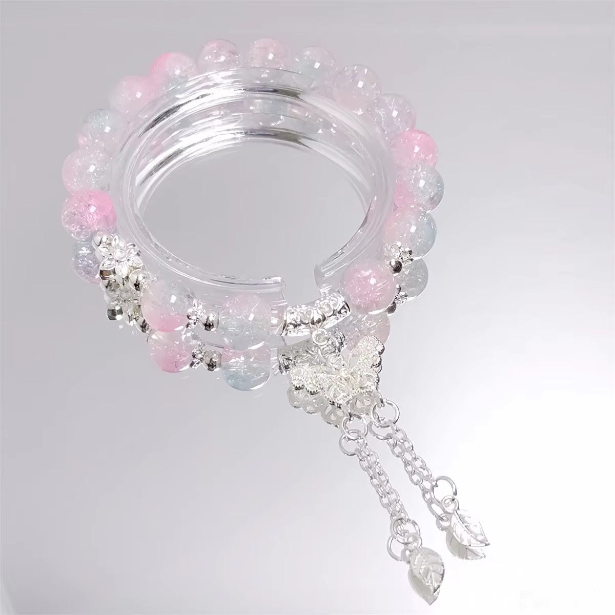 Crystal Beads Bracelet Butterfly Charm Gradient