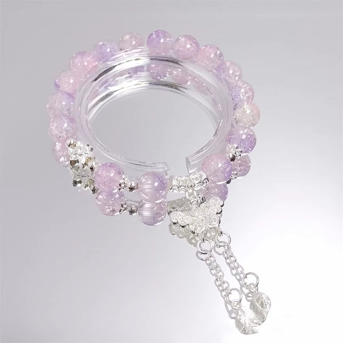 Crystal Beads Bracelet Butterfly Charm Gradient
