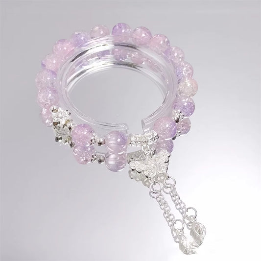 Crystal Beads Bracelet Butterfly Charm Gradient