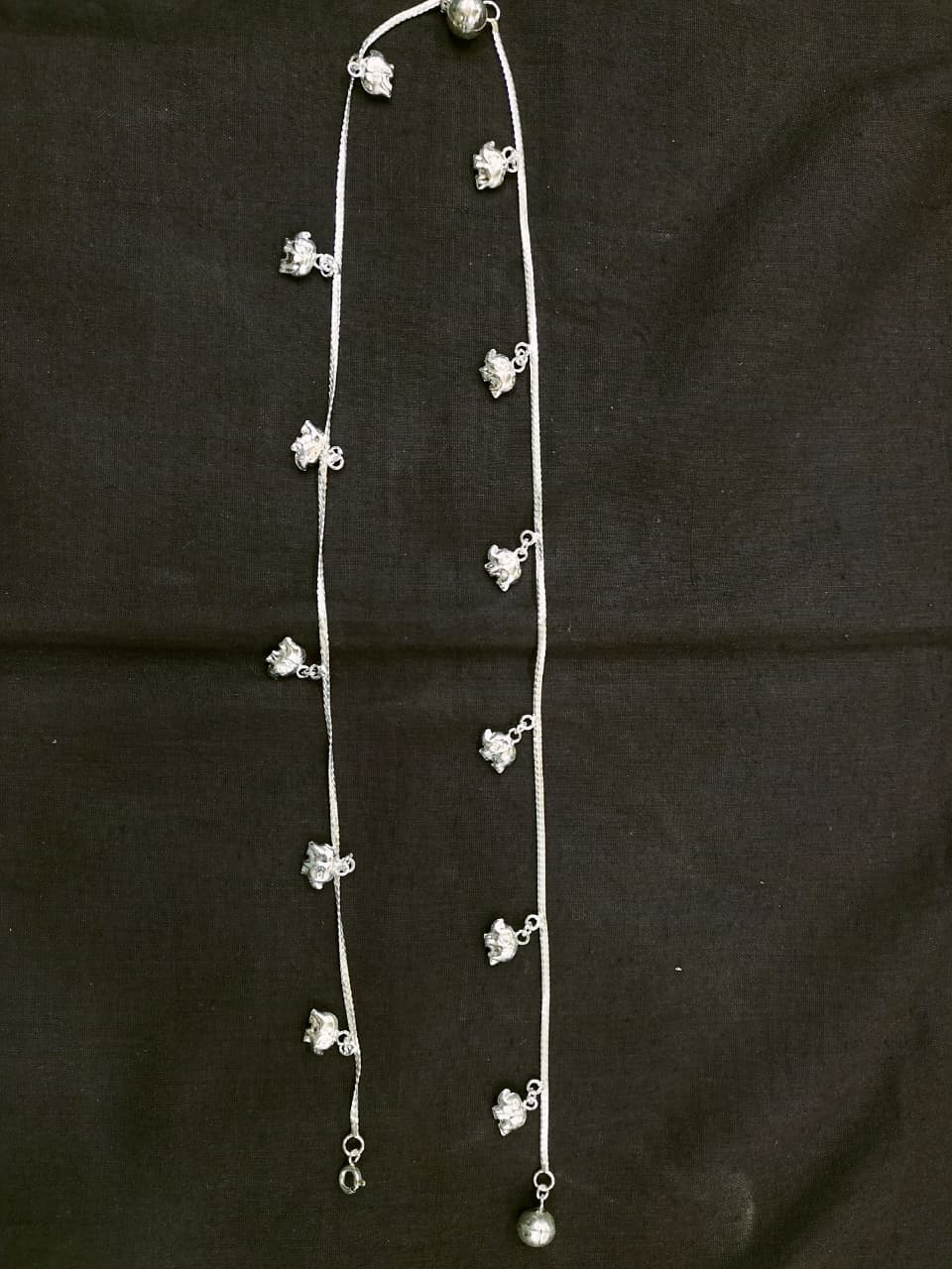 Silver Bloom Charm Anklet