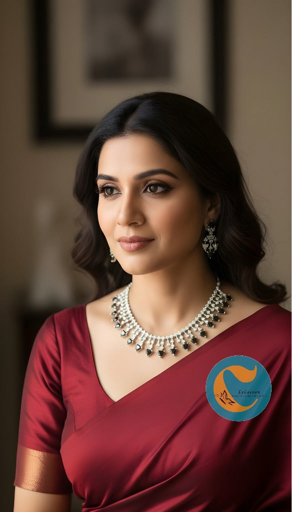 Black American Diamond Necklace Set with Earrings