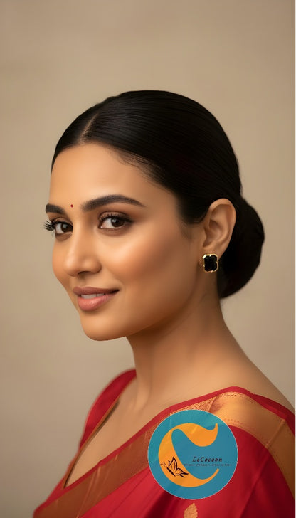 Midnight Allure American Diamond Stud Earrings