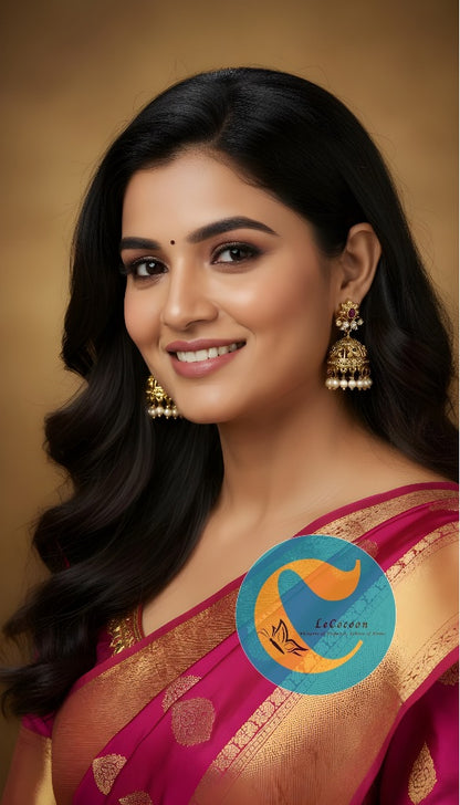 Royal Blossom Pearl Drop Jhumka Earrings