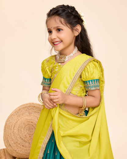 Embroidered Kids Lehenga Blouse & Dupatta Set