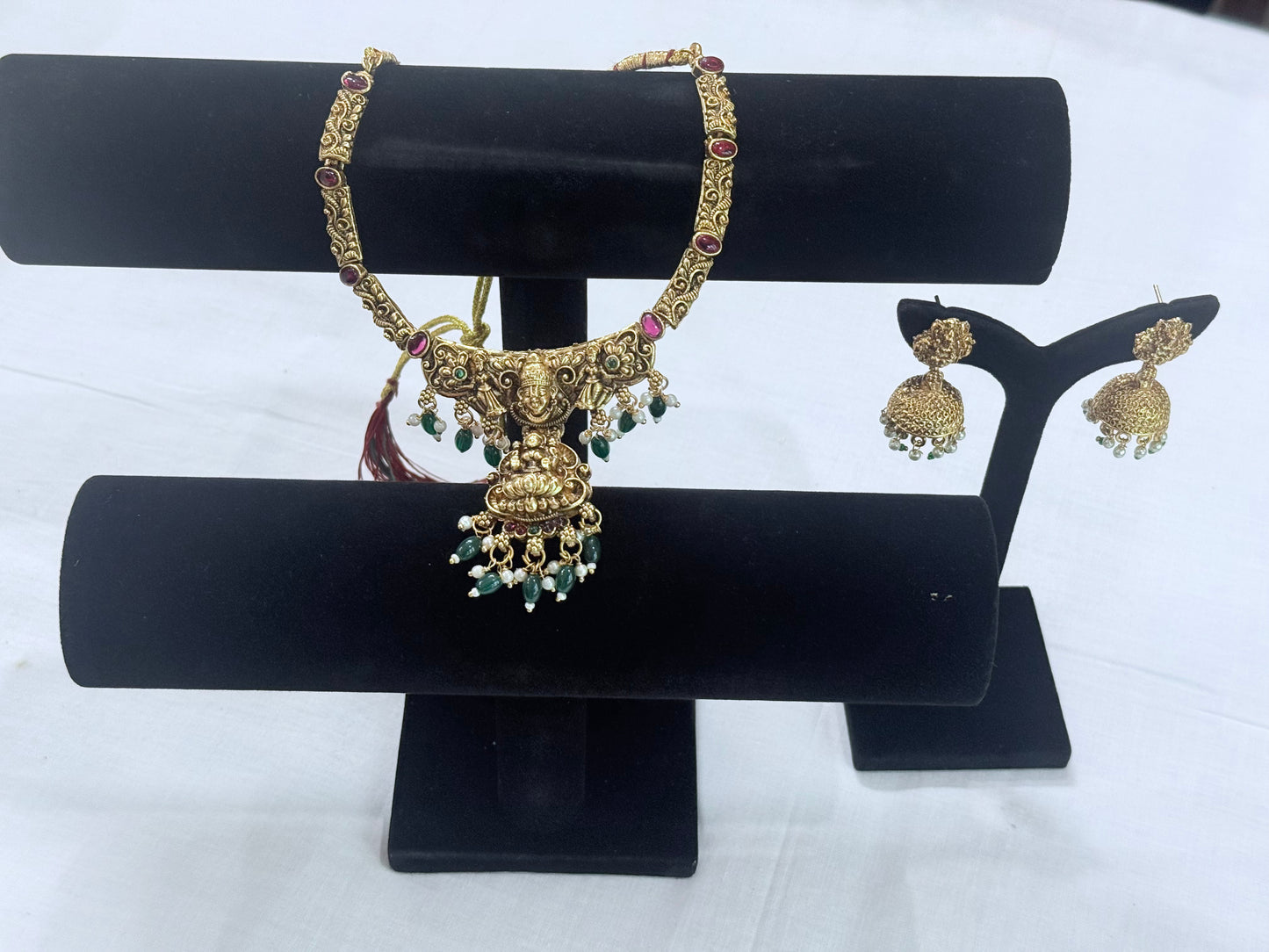 Pendant Necklace Set with Jhumkas