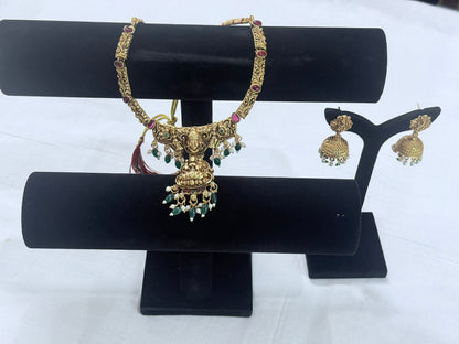 Pendant Necklace Set with Jhumkas