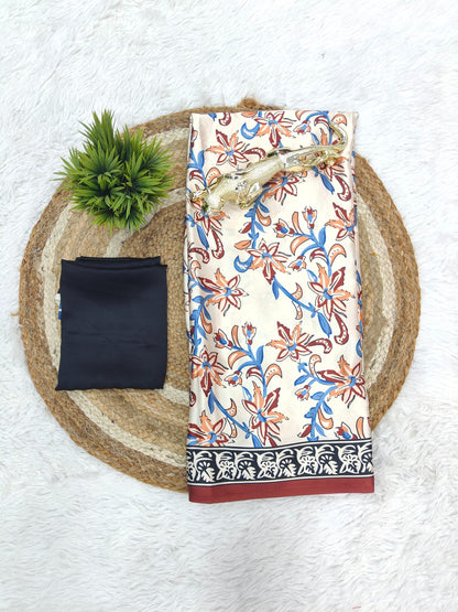 Desert Bloom – Ajrakh Pallu Semi Gajji Silk Saree Set
