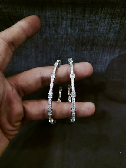 Aurora Grid 925 Silver Contemporary Bangles