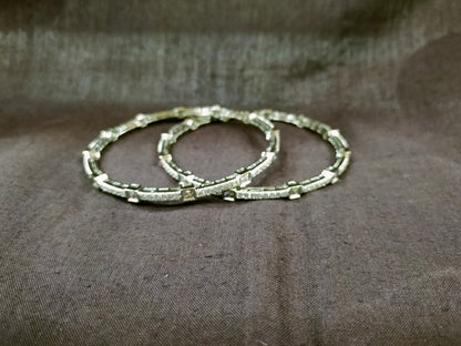 Aurora Grid 925 Silver Contemporary Bangles