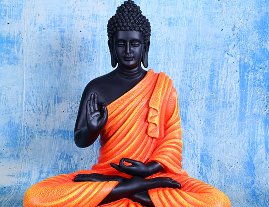 Shanti – Meditating Buddha in Black & Orange (37 cm)