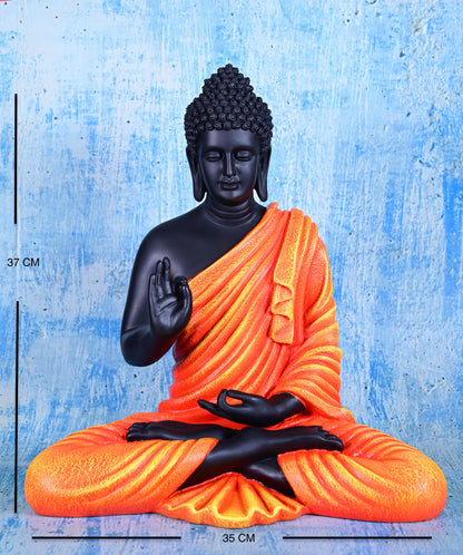 Shanti – Meditating Buddha in Black & Orange (37 cm)