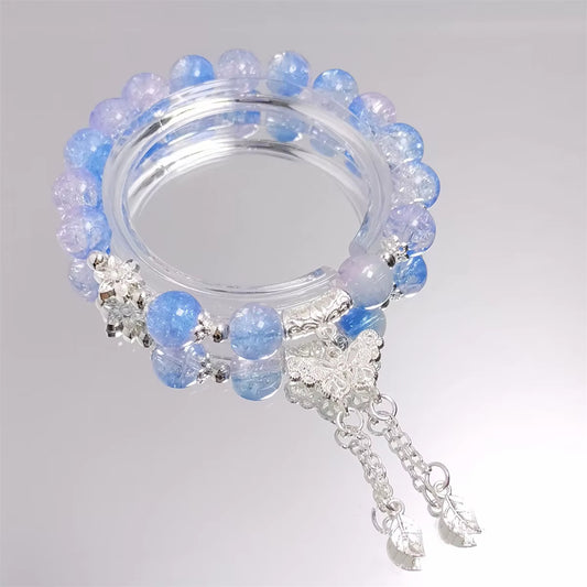 Crystal Beads Bracelet Butterfly Charm Gradient