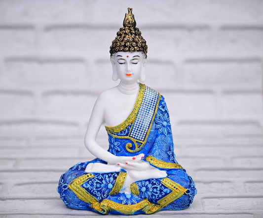 Sapphire Serenity – Buddha in Blue & Gold (27 cm)