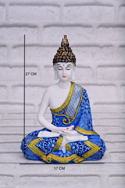 Sapphire Serenity – Buddha in Blue & Gold (27 cm)
