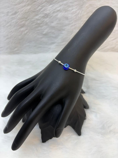Silver Evil Eye Charm Bracelet