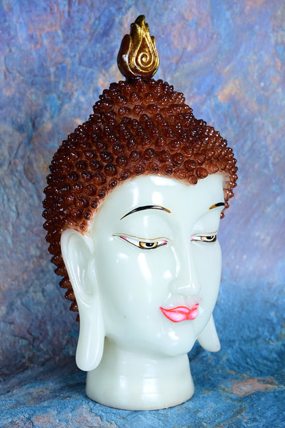 Radiant Buddha Head Sculpture – Radium Effect Resin | 41 cm