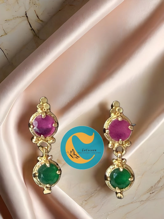 Dual Grace Ruby–Emerald Drop Earrings