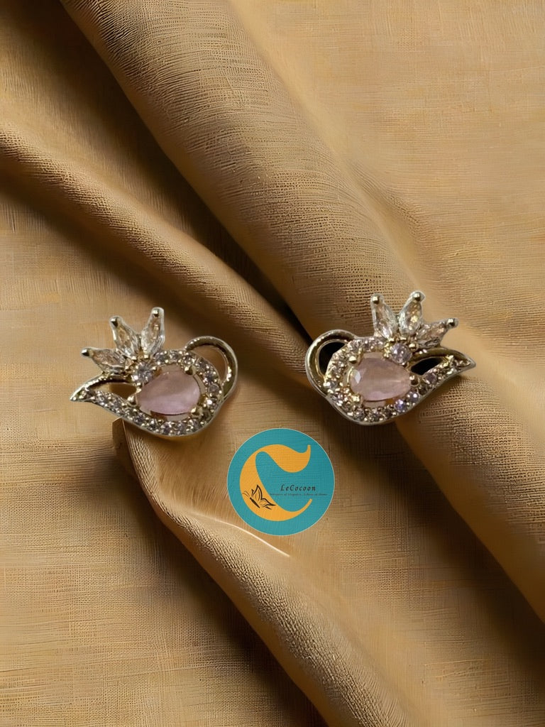 Blush Petal American Diamond Stud Earrings