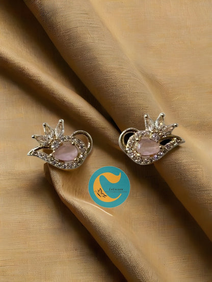 Blush Petal American Diamond Stud Earrings