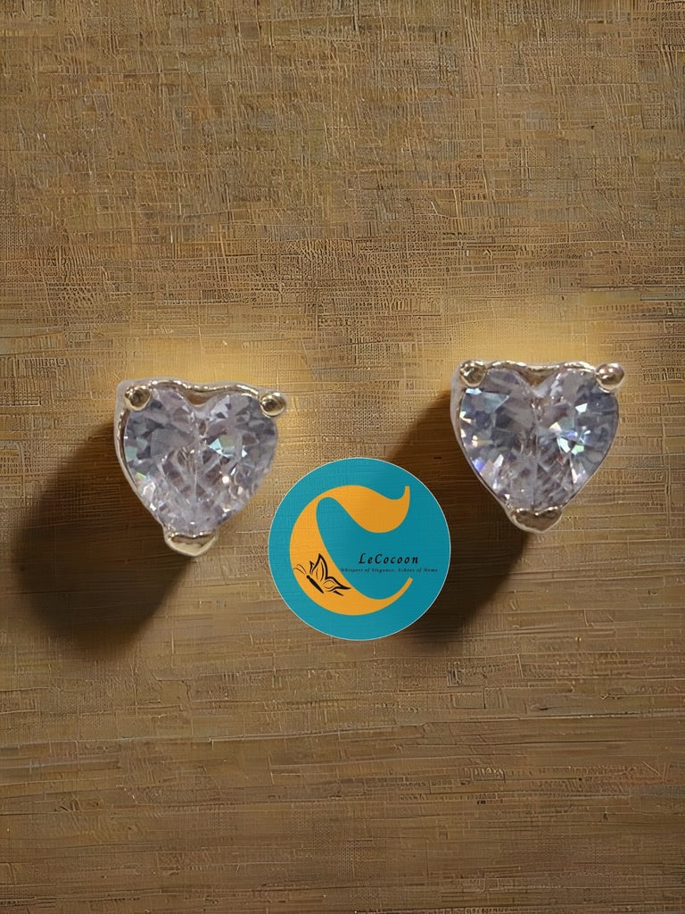 Ethereal Heart White AD Stud Earrings
