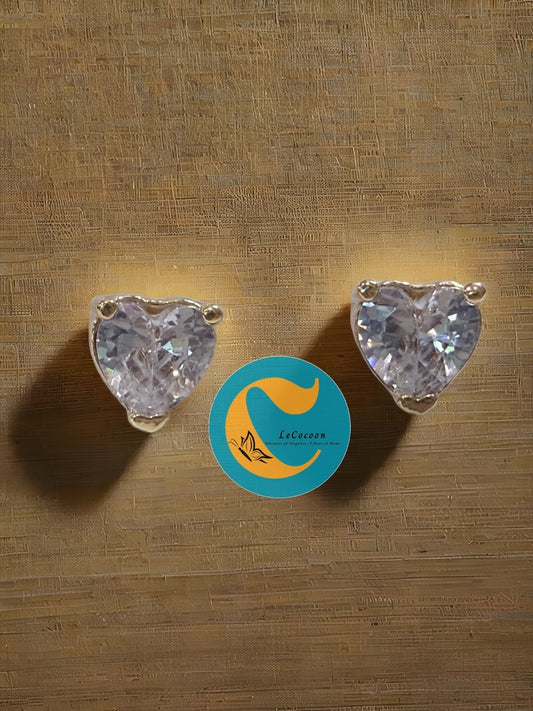 Ethereal Heart White AD Stud Earrings