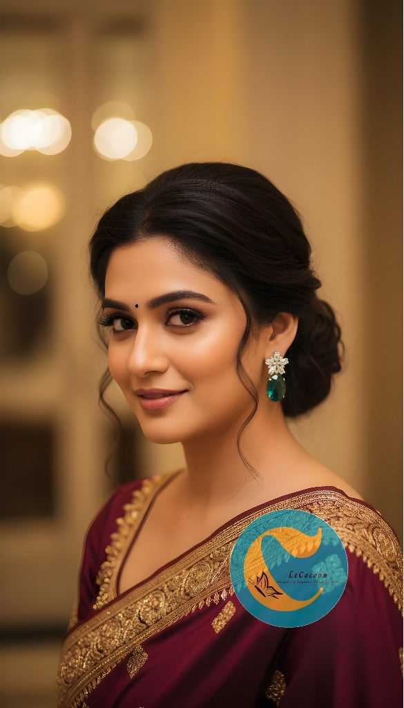 Emerald Bloom American Diamond Drop Earrings