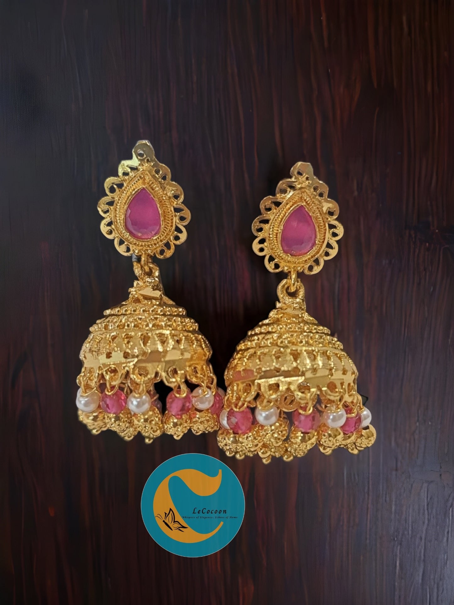 Royal Radiance Ruby-Pearl Jhumka Earrings