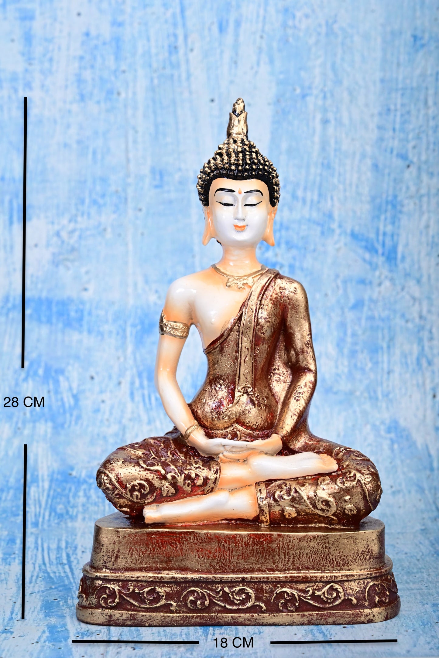 Golden Aura Meditating Buddha – Handcrafted Resin Statue (28cm)