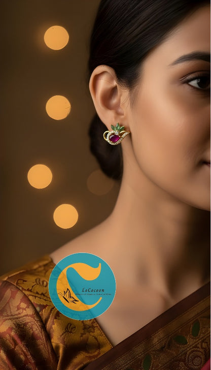 Bloom Aura American Diamond Stud Earrings