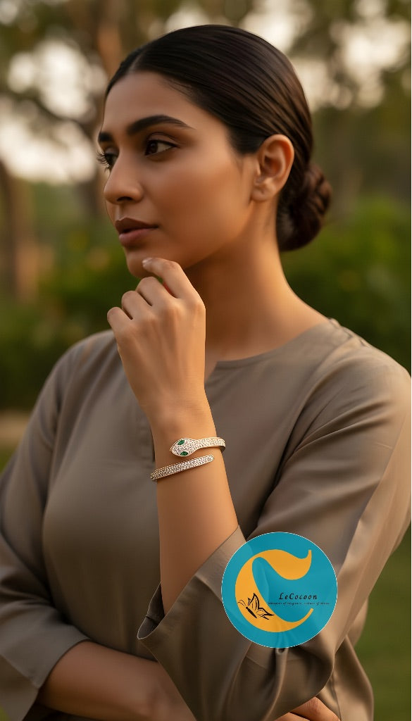 Serpentine Grace Crystal Bangle