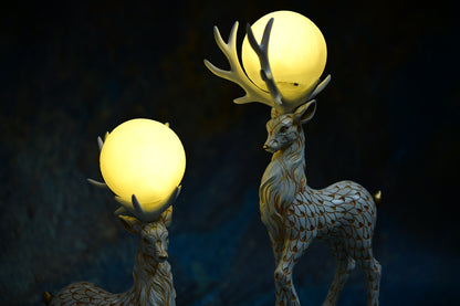 Moonlit Grace – Deer Globe Sculpture Set