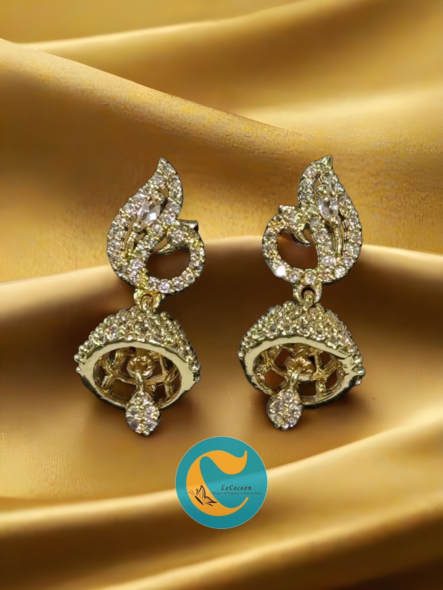American Diamond Designer Jhumka Earrings