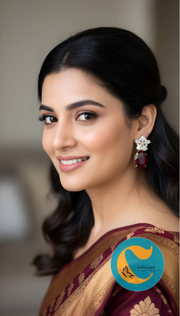 Crimson Bloom American Diamond Drop Earrings