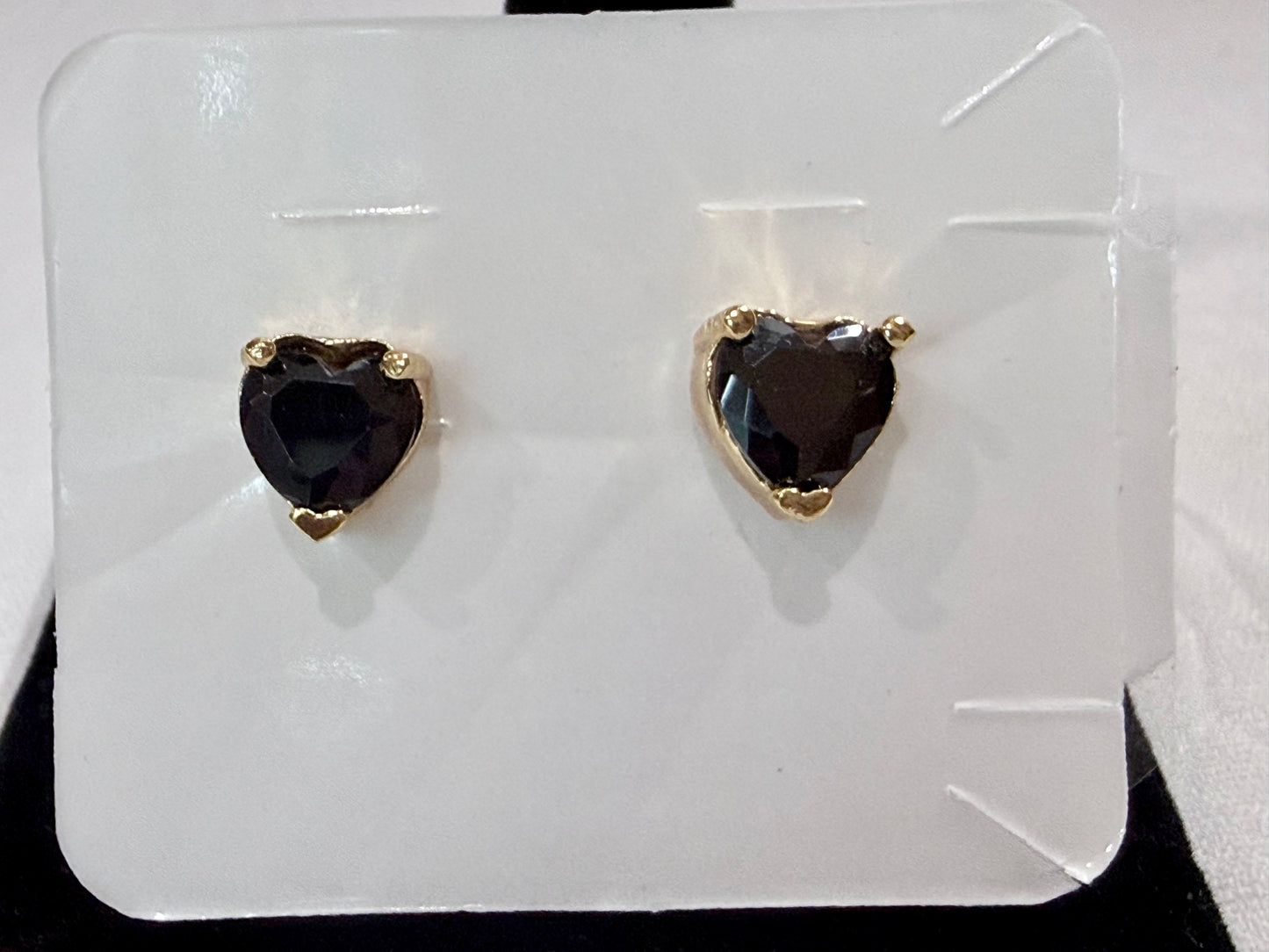 Midnight Heart Black Stone Stud Earrings